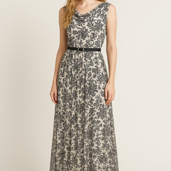 Dresses & Skirts - Black & Ivory Enchanted Floral Mesh Maxi‎ Dress NWT Size 12 Fairy Whimsy Goth